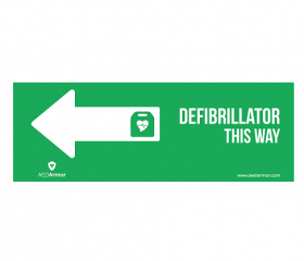 AED Armor 'Defibrillator This Way' Left Sticker (Pack of 5)