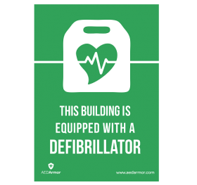 AED Armor 'This building is equipped with a defibrillator' A5 Sticker