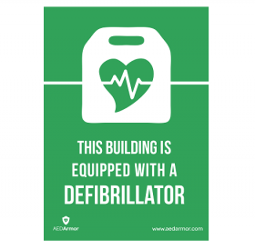 AED Armor 'This store is equipped with a defibrillator' A5 Sticker