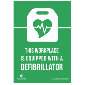 AED Armor 'This workplace is equipped with a defibrillator' A5 Sticker