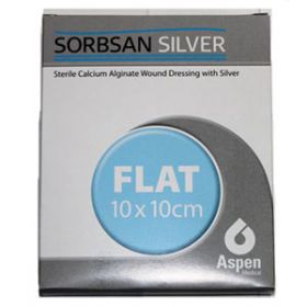 Sorbsan Flat Silver Alginate Dressing 10cm x 10cm [Pack of 10] 