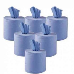 Essentials Mini Centre Feed Rolls, Blue [Pack of 6]