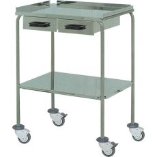 AW Select Treatment Trolley With Guard Lip, 2 Shelves & Single Drawer - Epoxy Powder Coated