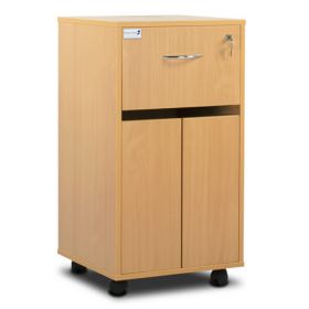 Bristol Maid Bedside Cabinet - Beech - Lockable Upper Drawer - Cupboard - Adjustable Shelf