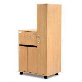 Bristol Maid Bedside Cabinet - Beech - Right Hand Wardrobe - Locking Front Flap - Cupboard - Adjustable Shelf - Cam Lock 