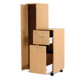 Bristol Maid Compact Bedside Cabinet - Beech - Left Hand Wardrobe - Drawer - Large Lower Drawer - Adjustable Shelf - Cam Lock 