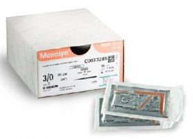 Claimable MONOSYN Sutures (available on Drug Tariff) - Quantity: 36, 3/0 straight cutting needle. Undyed. 60mm x 70cm. Gauge 3/0