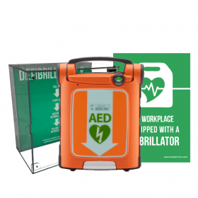 Cardiac Science Powerheart G5 Fully Automatic AED with Intellisense CPR Device and High Impact Cabinet - Office Package