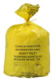 Yellow Clinical Bag - Medium Duty Yellow Clinical Waste Bag – Small – Printed [Pack of 1]