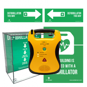 Defibtech Lifeline AED Semi Automatic (7 Year Battery) with High Impact Cabinet Paediatric - Schools Package
