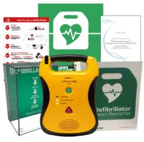 Defibtech Lifeline AED Semi Automatic (7 Year Battery) with High Impact Cabinet - Dental Package