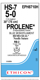 ETHICON PROLENE HEMOSEAL SUTURE BLUE 1X30" (75 cm) RB-2 DOUBLE ARMED 5-0 EPH8710H [Pack of 36]