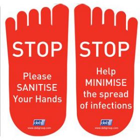 Hand Hygiene Compliance Pair Of Floor Stickers Self Adhesive