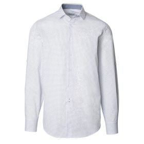 Mens geometric print roll up sleeve shirt White/blue Colour