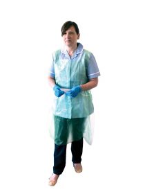 Apron - Size 27 46 inches (68cm 116cm) Green Polythene Apron - Disposable 200 Apron [Pack of 5]