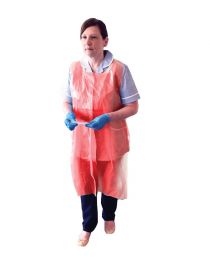 Apron - Size 27 46 inches (68cm 116cm) Red Polythene Apron - Disposable 200 Apron [Pack of 5]