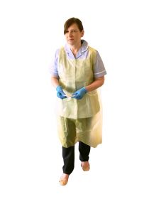 Apron - Size 27 46 inches (68cm 116cm) Yellow Polythene Apron - Disposable 200 Apron [Pack of 5]