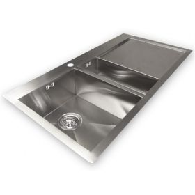 Zen Left Handed 'Duo' 61F Luxury 2 Bowl & Drainer Kitchen Sink [Pack of 1]
