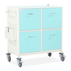 Bristol Maid Trolley - Medical Records Workstation - Double Column, Four Drawers - Cam Lock
