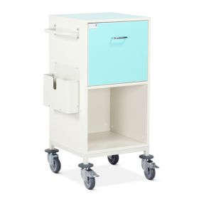 Bristol Maid Trolley - Medical Records Workstation - Single Column, One Drawer, Open Cupboard - Cam Lock