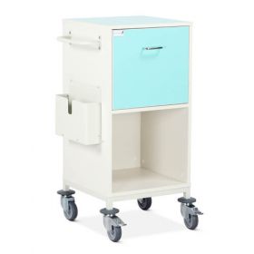 Bristol Maid Trolley - Medical Records Workstation - Single Column, One Drawer, Open Cupboard - Electronic Push Button Lock