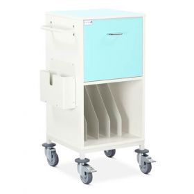 Bristol Maid Trolley - Medical Records Workstation - Single Column, One Drawer, X-Ray Pigeon Hole - Electronic Push Button Lock