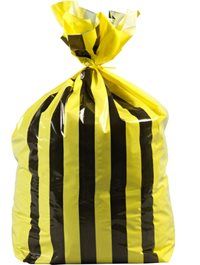 90L Large Double Sided Print Tiger Stripe Offensive Waste Bags - Medium Duty - 18 Micron x 25 [Pack of 10]