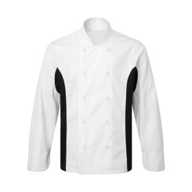 Wicking Contrast Panel Chef's Jacket White/black Colour