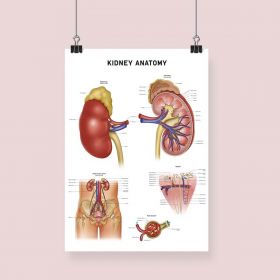 Kidney Anatomy Fine Art Framed Print With Mount Black A2 [Pack of 1]