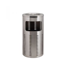 Deluxe Waste Bin & Ash Tray - Silver [Pack of 1]