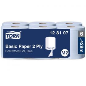 Tork Basic Centrefeed Wiping Paper Blue 150m [Pack of 6]