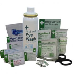 British Standard Compliant Travel First Aid Kit Refill with Eyewash Spray