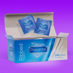 Pasante Clinic Packs Ribbed/Passion Condom [Pack of 144]