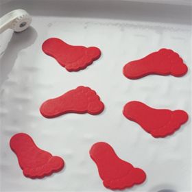Ridder Non Slip Funky Feet Bath Grips - Red [Pack of 6]