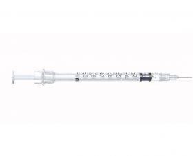 SOL-CARE 1ml TB Safety Syringe w/Fixed Needle 26G*3/8 IDB [Pack of 100]