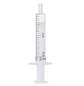 SOL-M 2ml Syringe w/o Needle,2-piece (White plunger) [Pack of 100]