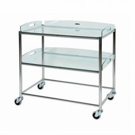 Stainless Steel Surgical Trolley 86x52x86cm (2 x Glass Effect Trays) SUN-ST8G2 [Pack of 1]