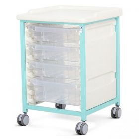 TRAY TROLLEY - LOW LEVEL - SINGLE COLUMN (MS) - 3 SMALL & 1 DEEP DRAWERS [Pack of 1]