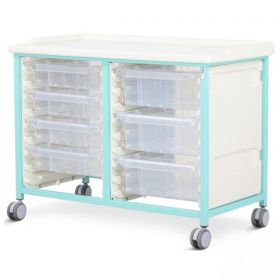 Tray Trolley - Low Level - Double Column (ms) - 4 Small & 3 Deep Drawers [Pack of 1]
