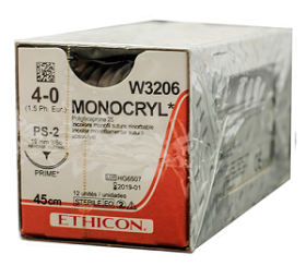 MONOCRYL SUTURE UNDYED 45CM M1.5 W3206 [PACK OF 12]