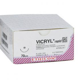 Ethicon Vicryl Rapide Absorbable Suture, 2/0, 26mm, 1/2 R C Needle [Pack of 12]