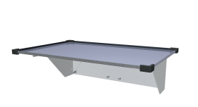 Provita Monitor Shelf Without Drawer (540 x 360 mm), Stainless Steel, With Two Clamps For Tube Dia. 38 mm
