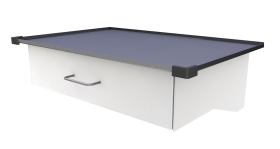 Provita Monitor Shelf With Drawer (540 x 360 mm), Stainless Steel, With Two Clamps For Tube Dia. 38 mm